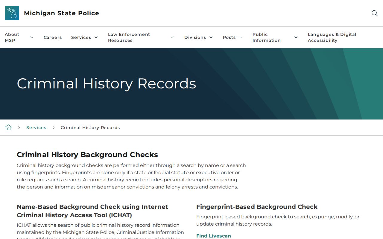 Allegan County criminal history services through Michigan State Police