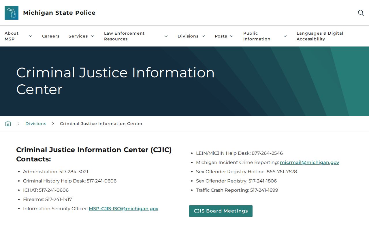 Allegan County criminal records reporting through MSP CJIC