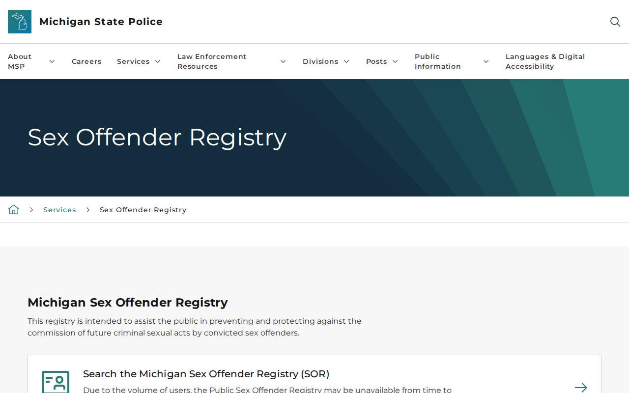 Allegan County sex offender search through the Michigan State Police PSOR guide