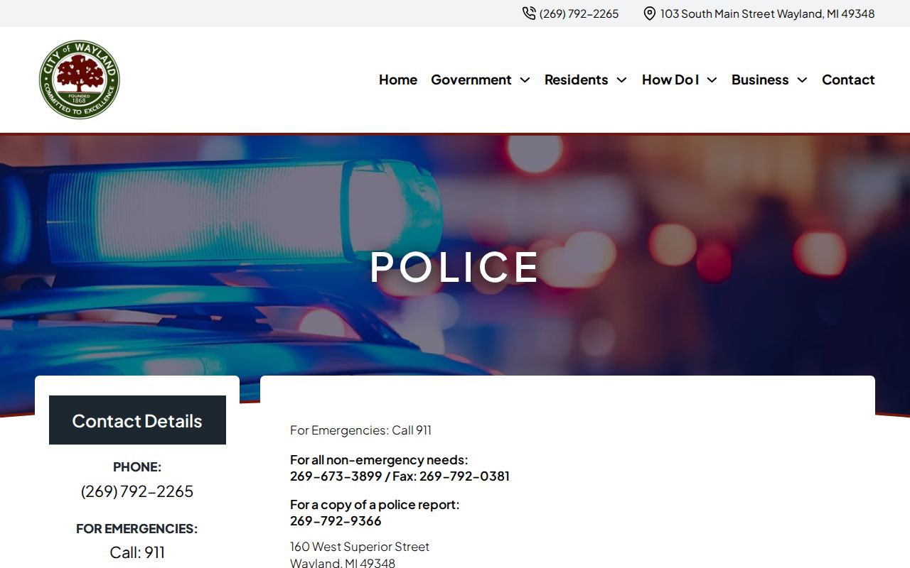 Wayland criminal records and police department history page